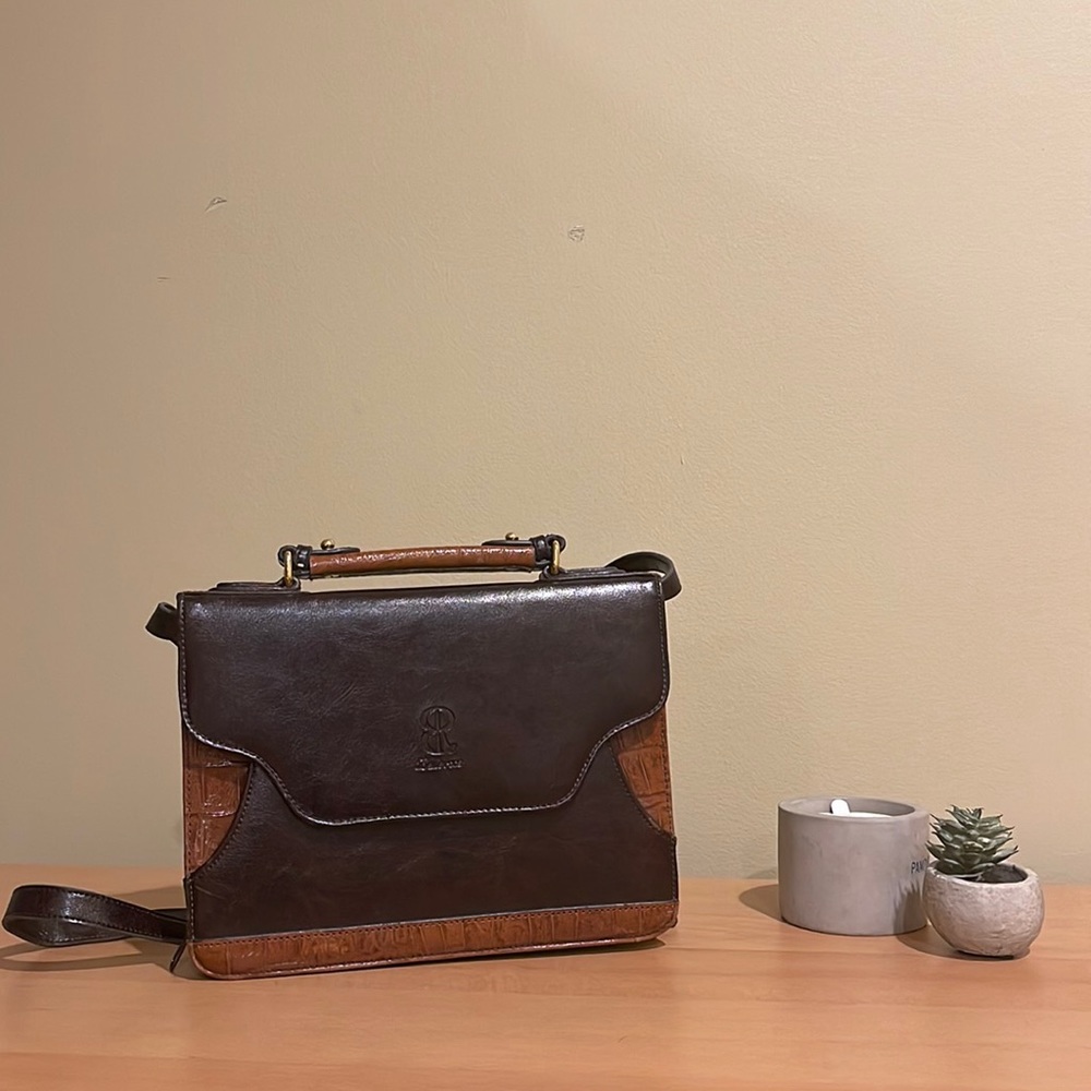 Vintage Bellerose Leather Purse Briefcase Style Brown